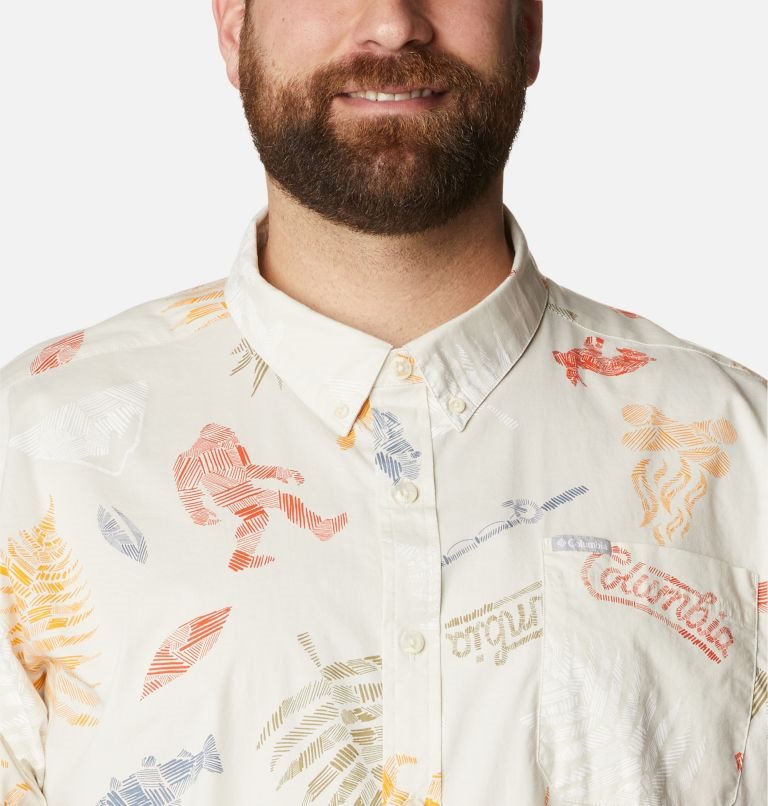 Men's Columbia Rapid Rivers Printed Short Sleeve Shirts Cream | Plus Size CA-P16C0
